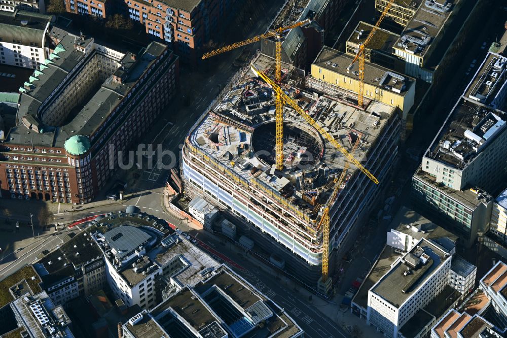 Luftaufnahme Hamburg - Neubau eines Büro- und Geschäftshauses Deutschlandhaus am Valentinskamp in Hamburg, Deutschland