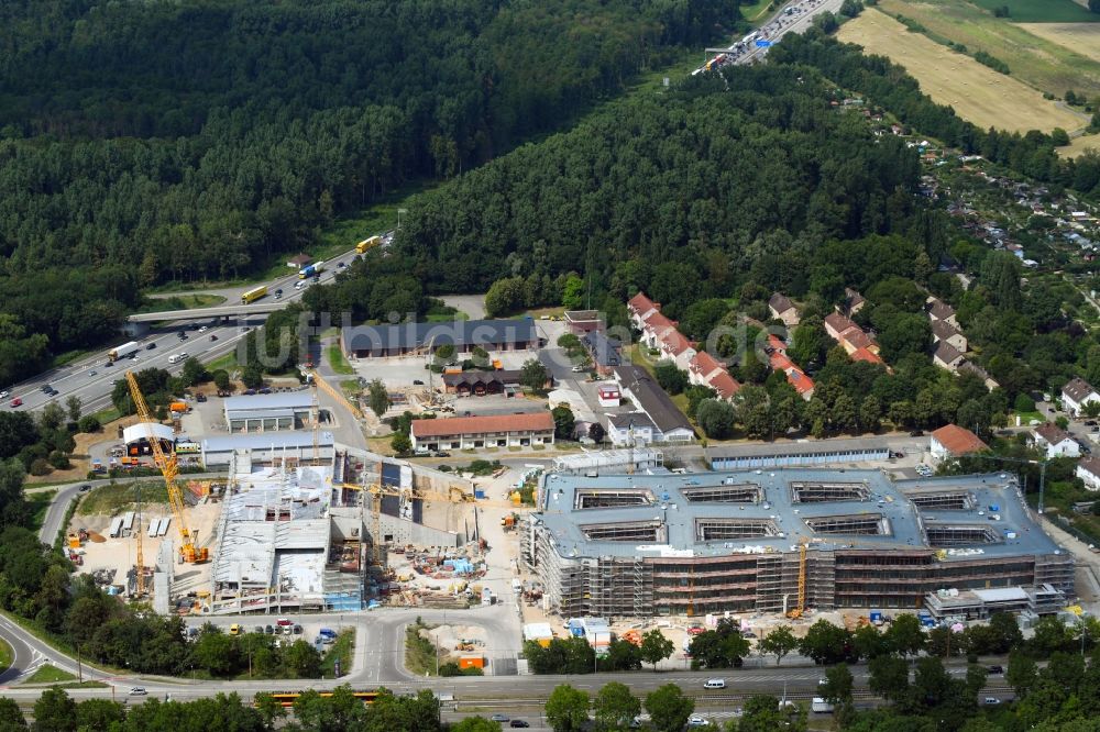 Luftbild Karlsruhe - Neubau eines Büro- und Geschäftshauses der dm-drogerie markt GmbH + Co. KG in Karlsruhe im Bundesland Baden-Württemberg, Deutschland