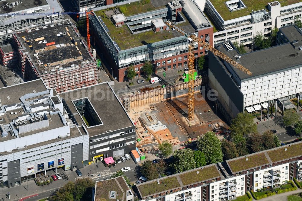 Luftbild Düsseldorf - Neubau eines Büro- und Geschäftshauses H27 in Düsseldorf im Bundesland Nordrhein-Westfalen, Deutschland