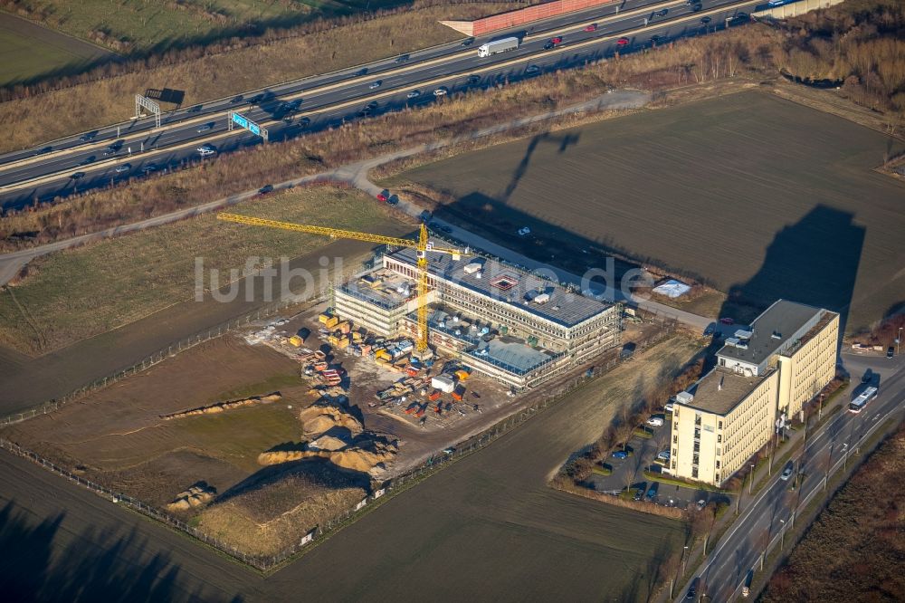 Luftbild Dortmund - Neubau eines Büro- und Geschäftshauses Ernst-Abbe-Straße - Brennaborstraße im Ortsteil Lütgendortmund in Dortmund im Bundesland Nordrhein-Westfalen, Deutschland