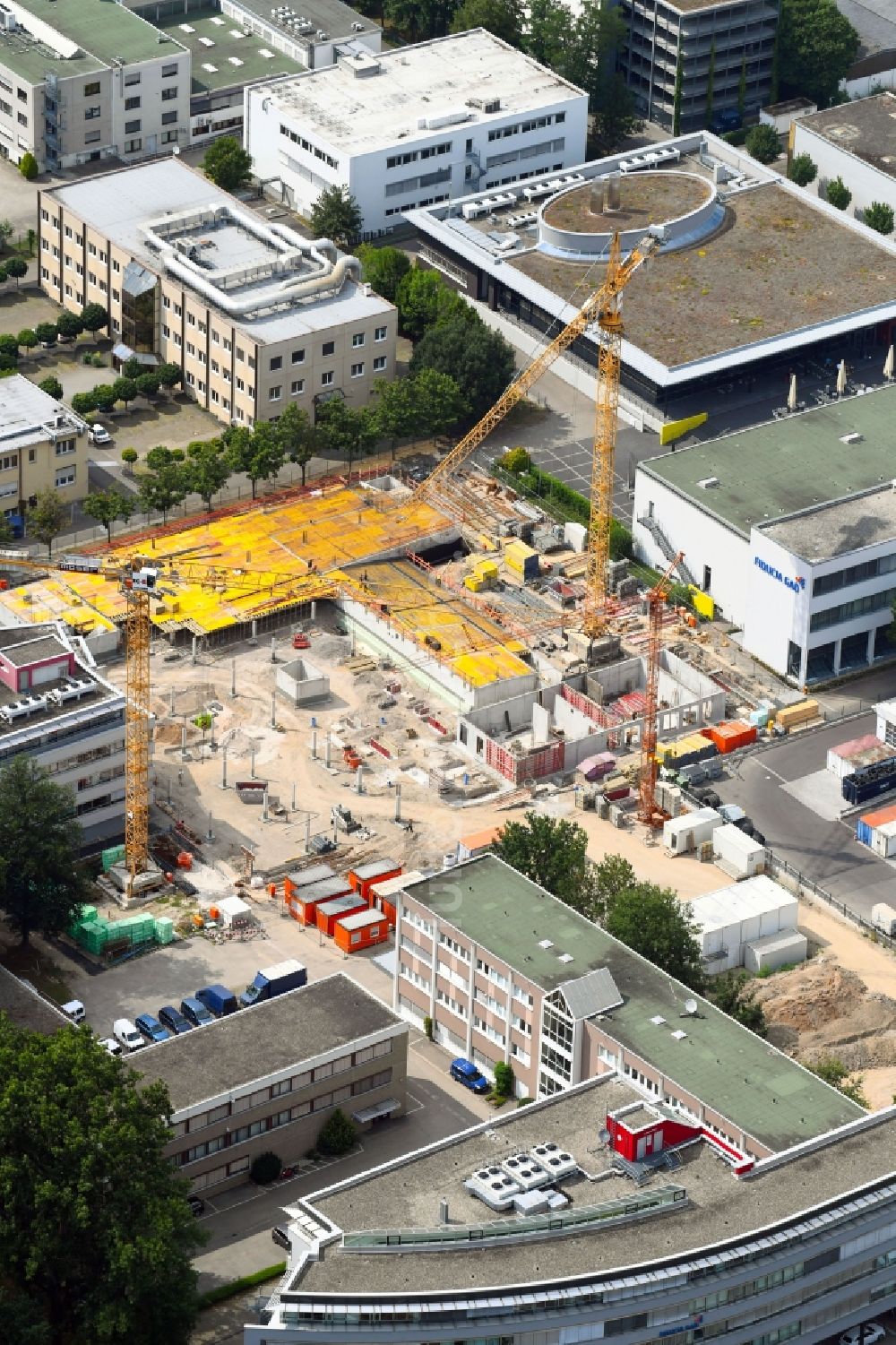 Karlsruhe von oben - Neubau eines Büro- und Geschäftshauses auf dem Gelände der Fiducia & GAD IT AG in Karlsruhe im Bundesland Baden-Württemberg, Deutschland