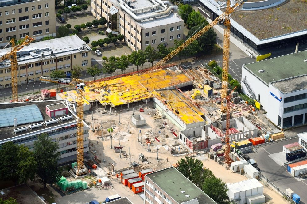 Karlsruhe aus der Vogelperspektive: Neubau eines Büro- und Geschäftshauses auf dem Gelände der Fiducia & GAD IT AG in Karlsruhe im Bundesland Baden-Württemberg, Deutschland