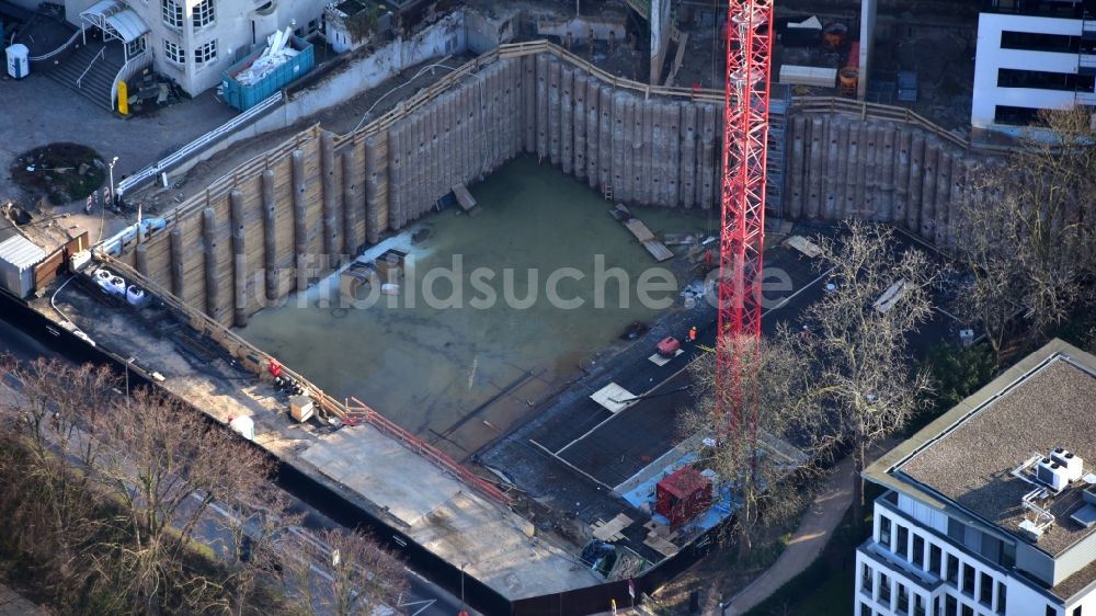 Bonn von oben - Neubau eines Büro- und Geschäftshauses Greengate in Gronau in Bonn im Bundesland Nordrhein-Westfalen, Deutschland