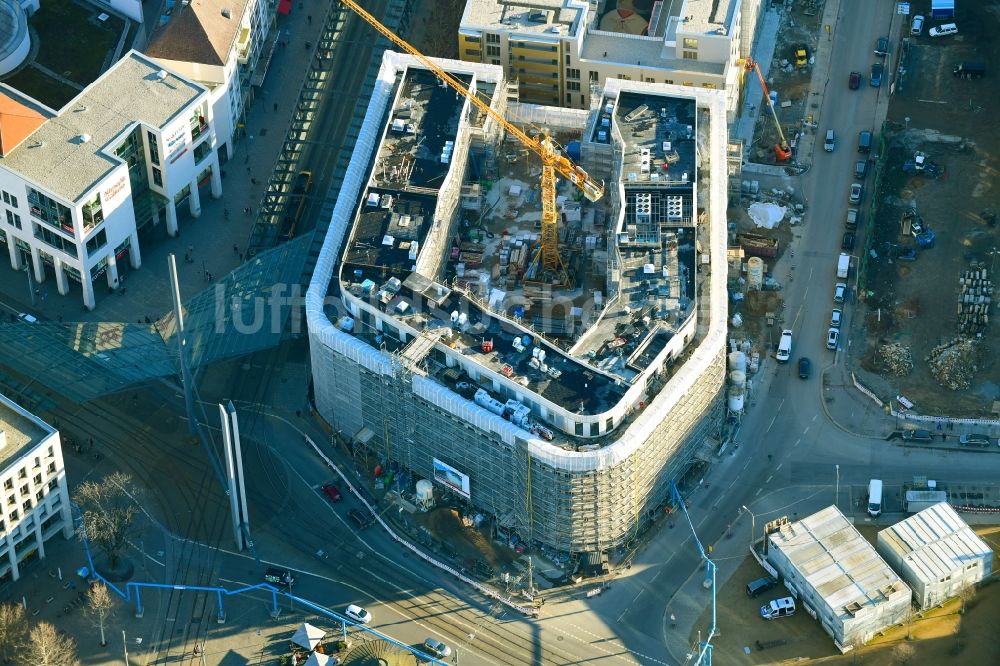 Luftbild Dresden - Neubau eines Büro- und Geschäftshauses Haus Postplatz im Ortsteil Wilsdruffer Vorstadt in Dresden im Bundesland Sachsen, Deutschland