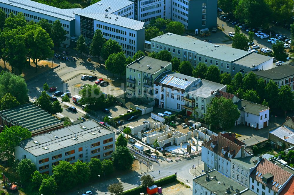 Luftaufnahme Oranienburg - Neubau eines Büro- und Geschäftshauses an der Havelstraße in Oranienburg im Bundesland Brandenburg, Deutschland