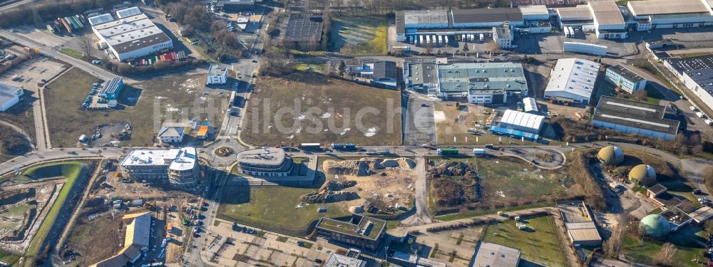 Dortmund aus der Vogelperspektive: Neubau eines Büro- und Geschäftshauses der HOFF Hohenbuschei GmbH in Dortmund im Bundesland Nordrhein-Westfalen, Deutschland