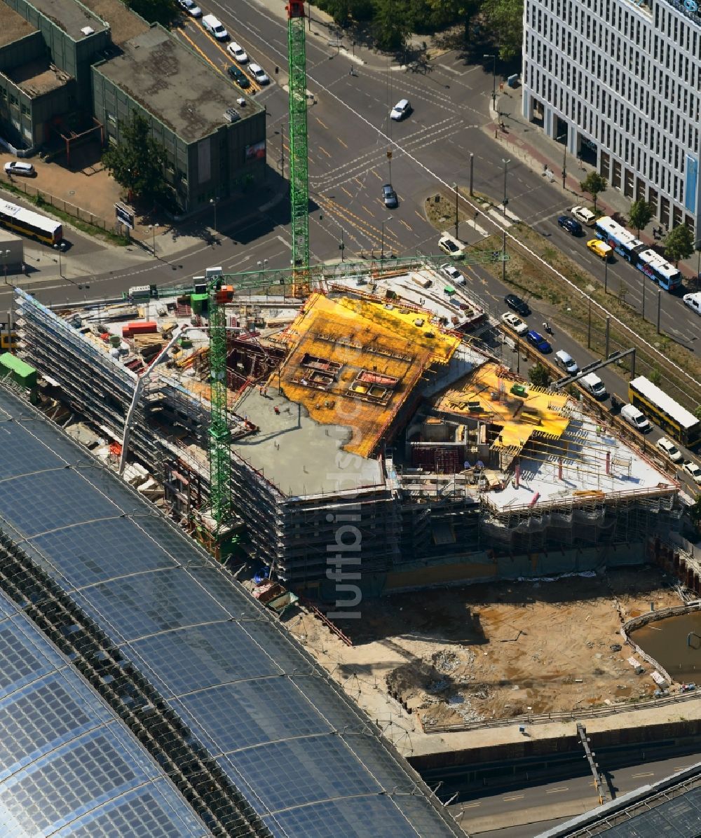 Luftaufnahme Berlin - Neubau eines Büro- und Geschäftshauses und Hotel Grand Central Berlin im Ortsteil Moabit in Berlin, Deutschland