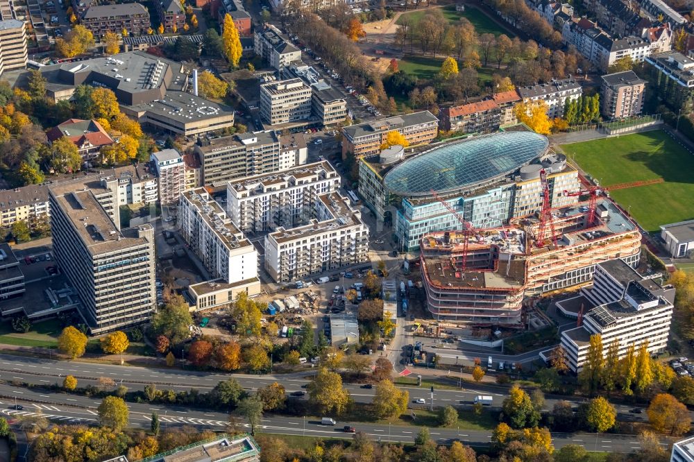 Luftaufnahme Düsseldorf - Neubau eines Büro- und Geschäftshauses Infinity Office an der Schwannstraße in Düsseldorf im Bundesland Nordrhein-Westfalen, Deutschland