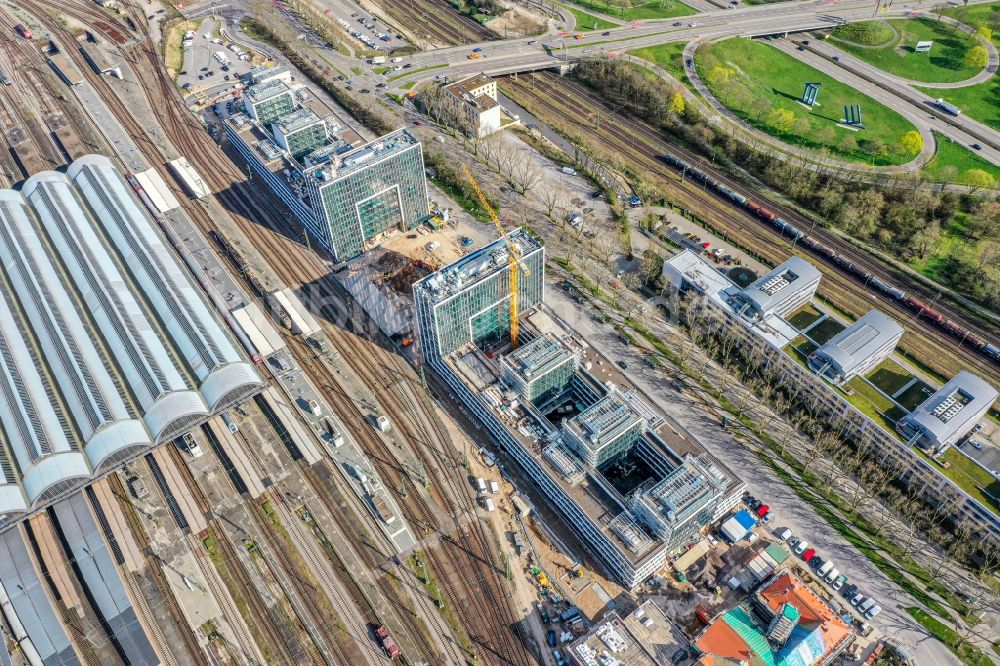 Luftbild Karlsruhe - Neubau eines Büro- und Geschäftshauses in Karlsruhe im Bundesland Baden-Württemberg, Deutschland