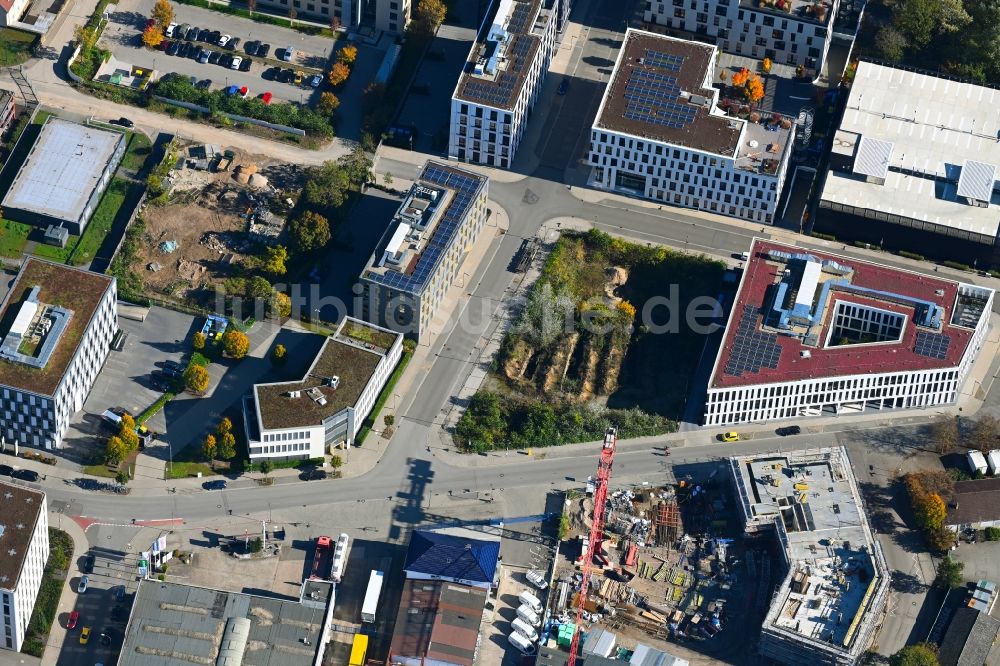 Mannheim aus der Vogelperspektive: Neubau eines Büro- und Geschäftshauses am Konrad-Zuse-Ring Ecke Harrlachweg in Mannheim im Bundesland Baden-Württemberg, Deutschland