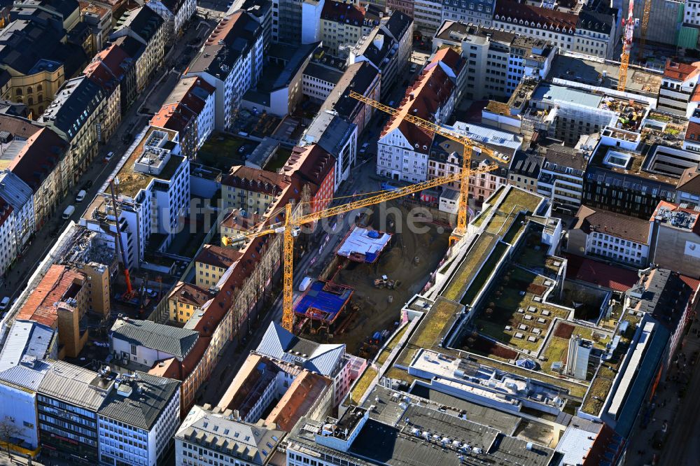 München aus der Vogelperspektive: Neubau eines Büro- und Geschäftshauses in München im Bundesland Bayern, Deutschland