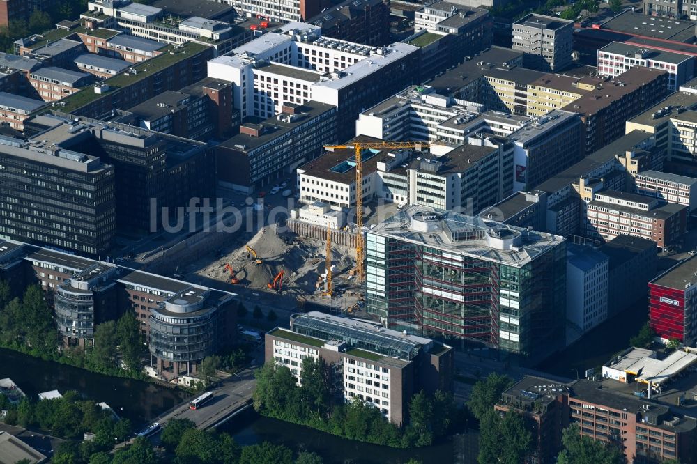 Luftbild Hamburg - Neubau eines Büro- und Geschäftshauses der Olympus Europa SE & Co. KG am Heidenkampsweg - Wendenstraße in Hamburg, Deutschland