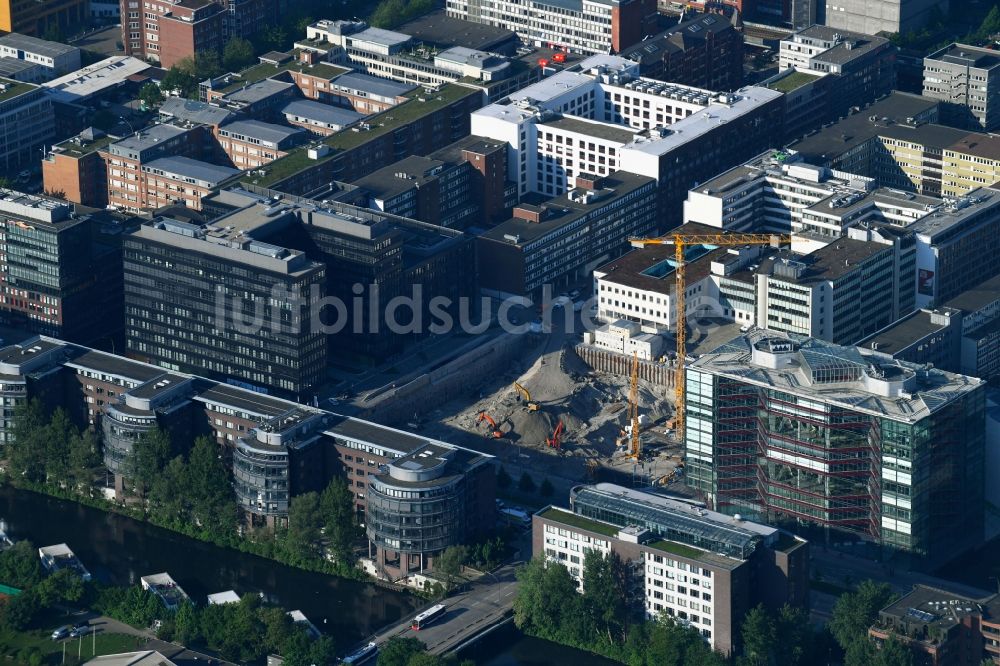 Luftaufnahme Hamburg - Neubau eines Büro- und Geschäftshauses der Olympus Europa SE & Co. KG am Heidenkampsweg - Wendenstraße in Hamburg, Deutschland