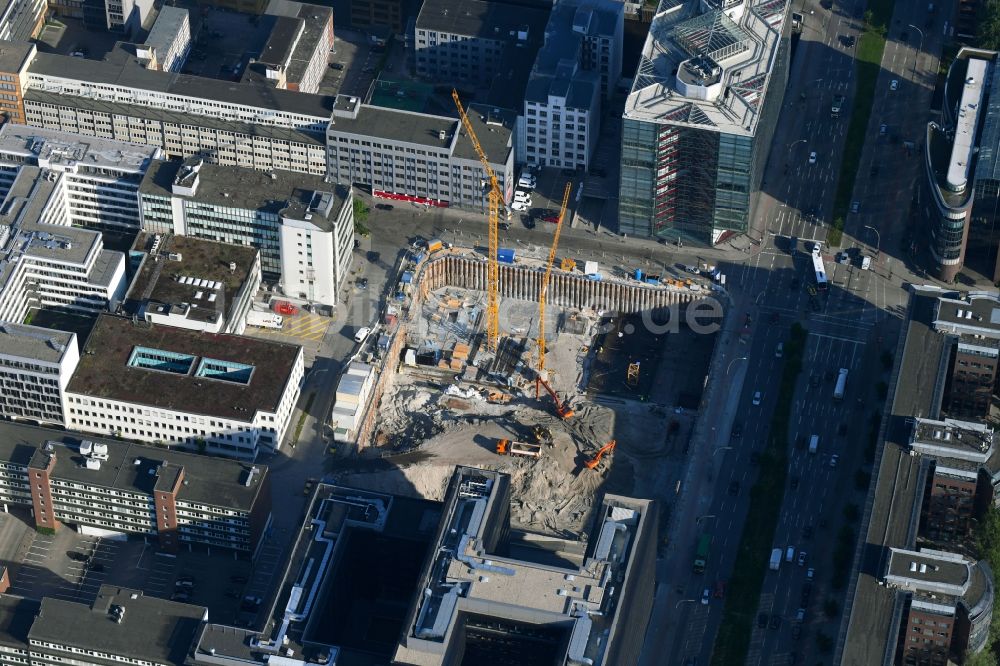 Hamburg aus der Vogelperspektive: Neubau eines Büro- und Geschäftshauses der Olympus Europa SE & Co. KG am Heidenkampsweg - Wendenstraße in Hamburg, Deutschland