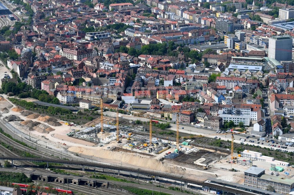 Nürnberg von oben - Neubau eines Büro- und Geschäftshauses Orange Campus an der Kohlenhofstraße in Nürnberg im Bundesland Bayern, Deutschland