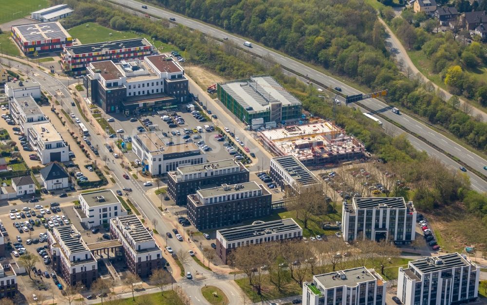 Dortmund von oben - Neubau eines Büro- und Geschäftshauses Pariser Bogen 5 im Ortsteil Schüren-Neu in Dortmund im Bundesland Nordrhein-Westfalen, Deutschland