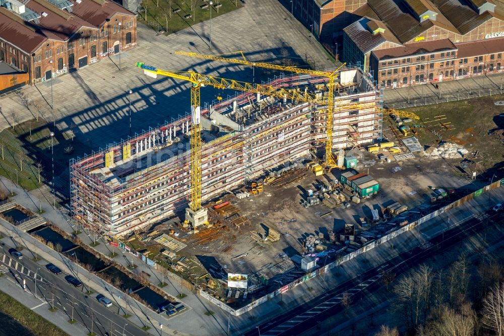 Dortmund aus der Vogelperspektive: Neubau eines Büro- und Geschäftshauses Phoenixwerk BT II Dortmund im Ortsteil Hörde in Dortmund im Bundesland Nordrhein-Westfalen, Deutschland