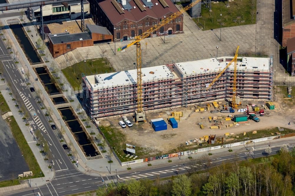 Dortmund von oben - Neubau eines Büro- und Geschäftshauses Phoenixwerk BT II Dortmund im Ortsteil Hörde in Dortmund im Bundesland Nordrhein-Westfalen, Deutschland