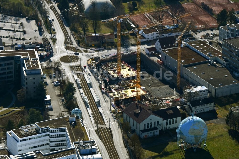 Stuttgart von oben - Neubau eines Büro- und Geschäftshauses des Polaris Office Am Wallgraben - Heßbrühlstraße in Stuttgart im Bundesland Baden-Württemberg, Deutschland