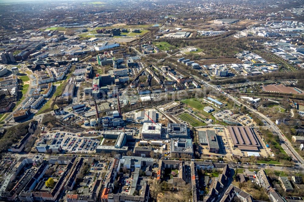 Luftaufnahme Essen - Neubau eines Büro- und Geschäftshauses RWE Campus in Essen im Ortsteil Nordviertel im Bundesland Nordrhein-Westfalen, Deutschland