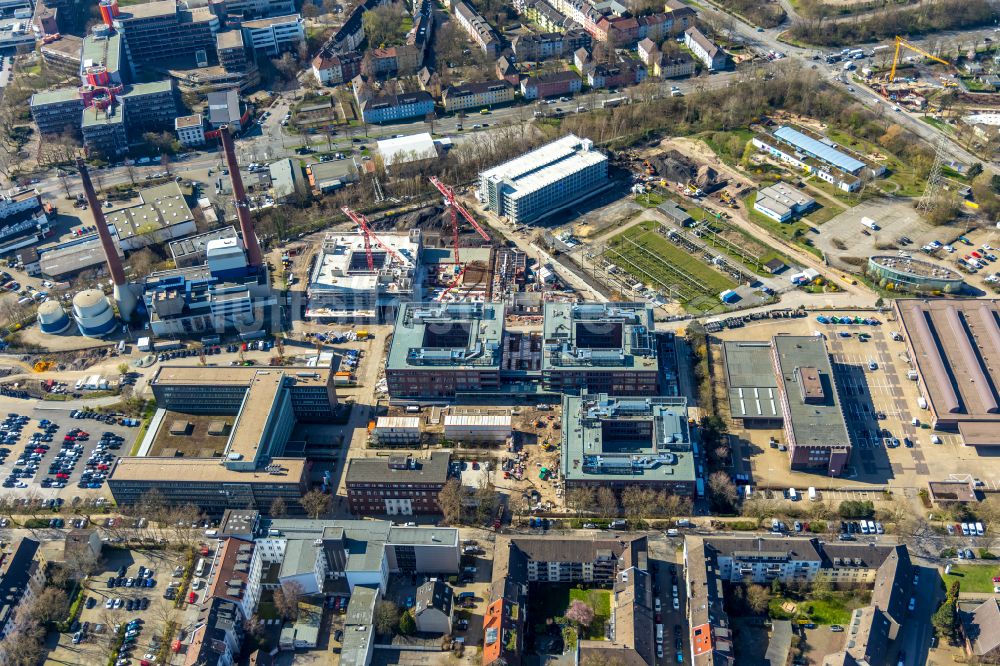 Luftaufnahme Essen - Neubau eines Büro- und Geschäftshauses RWE Campus in Essen im Ortsteil Nordviertel im Bundesland Nordrhein-Westfalen, Deutschland