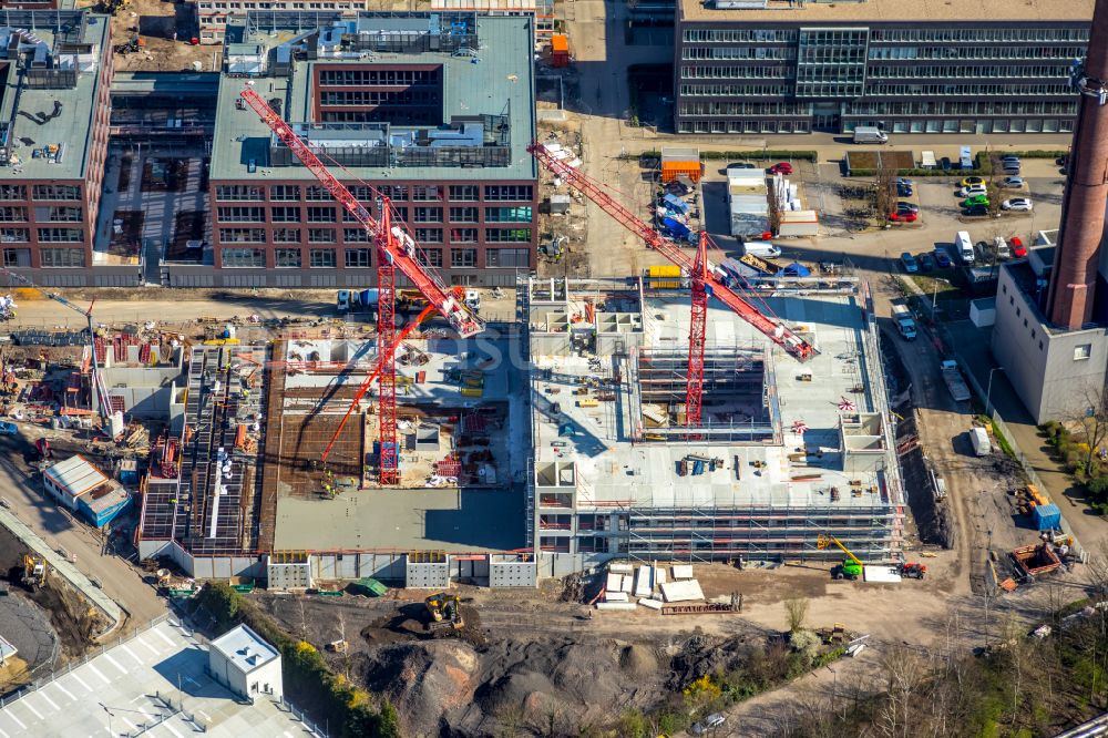 Luftaufnahme Essen - Neubau eines Büro- und Geschäftshauses der RWE Renewables GmbH in Essen im Bundesland Nordrhein-Westfalen, Deutschland