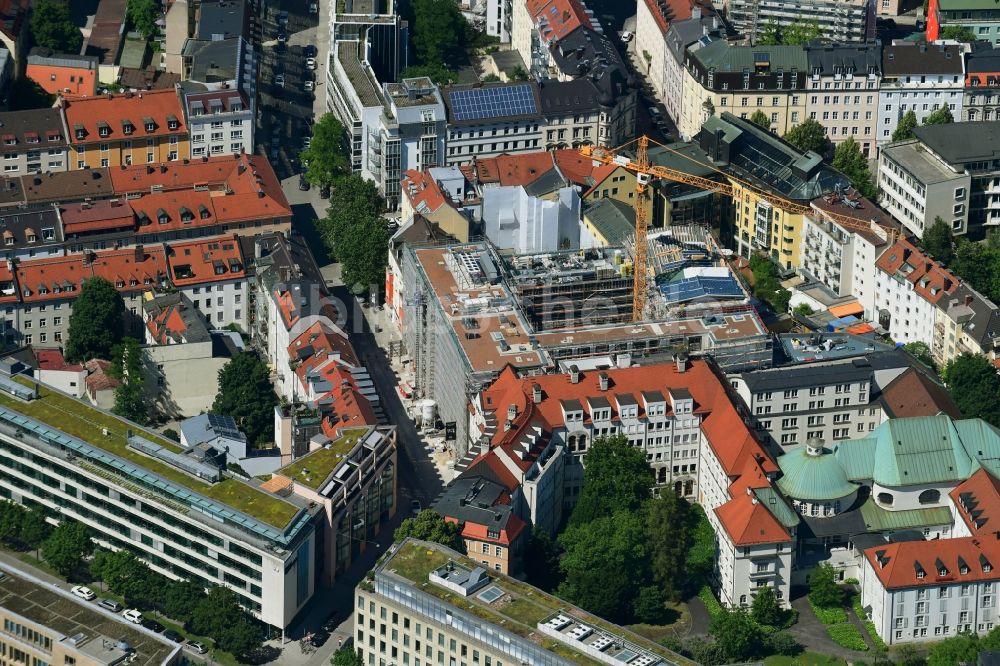 München aus der Vogelperspektive: Neubau eines Büro- und Geschäftshauses SEITZ 8 in München im Bundesland Bayern, Deutschland