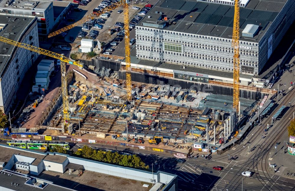 Luftbild Magdeburg - Neubau eines Büro- und Geschäftshauses der Städtischen Werke Magdeburg an der Ernst-Reuter-Allee Ecke Breiter Weg im Ortsteil Altstadt in Magdeburg im Bundesland Sachsen-Anhalt, Deutschland