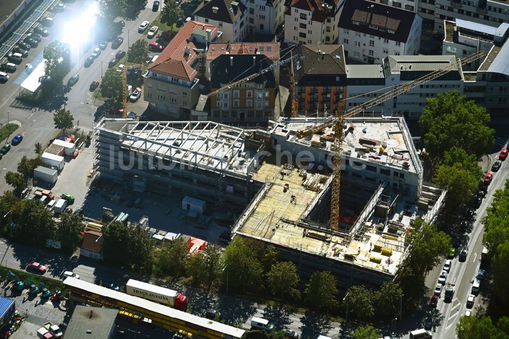 Stuttgart von oben - Neubau eines Büro- und Geschäftshauses an der Talstraße Ecke Ulmer Straße in Stuttgart im Bundesland Baden-Württemberg, Deutschland