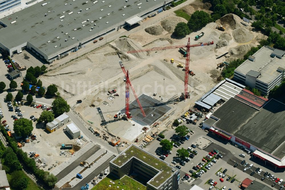 Luftaufnahme Augsburg - Neubau eines Büro- und Geschäftshauses TONI Park in Augsburg im Bundesland Bayern, Deutschland