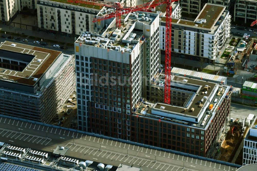 Luftbild Frankfurt am Main - Neubau eines Büro- und Geschäftshauses DB Tower im Ortsteil Gallus in Frankfurt am Main im Bundesland Hessen, Deutschland