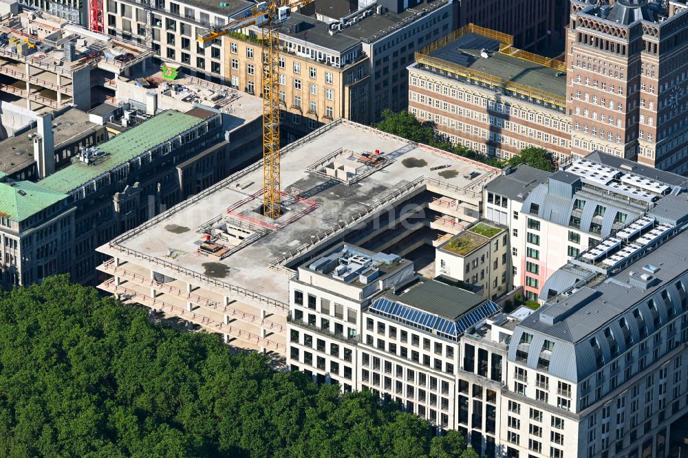 Düsseldorf aus der Vogelperspektive: Neubau eines Büro- und Geschäftshauses TRINKAUS KARREE in Düsseldorf im Bundesland Nordrhein-Westfalen, Deutschland