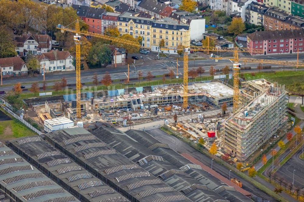 Luftaufnahme Bochum - Neubau eines Büro- und Geschäftshauses TRIUM - An der Jahrhunderthalle in Bochum im Bundesland Nordrhein-Westfalen, Deutschland