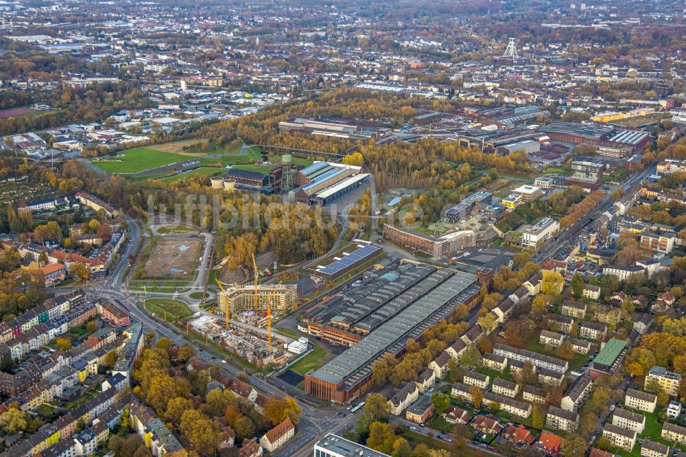 Luftaufnahme Bochum - Neubau eines Büro- und Geschäftshauses TRIUM - An der Jahrhunderthalle in Bochum im Bundesland Nordrhein-Westfalen, Deutschland