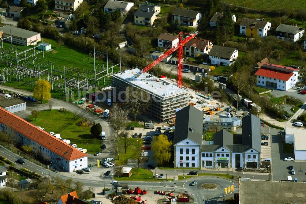 Luftaufnahme Würzburg - Neubau eines Büro- und Geschäftshauses an der Unterdürrbacher Straße im Ortsteil Dürrbachau in Würzburg im Bundesland Bayern, Deutschland