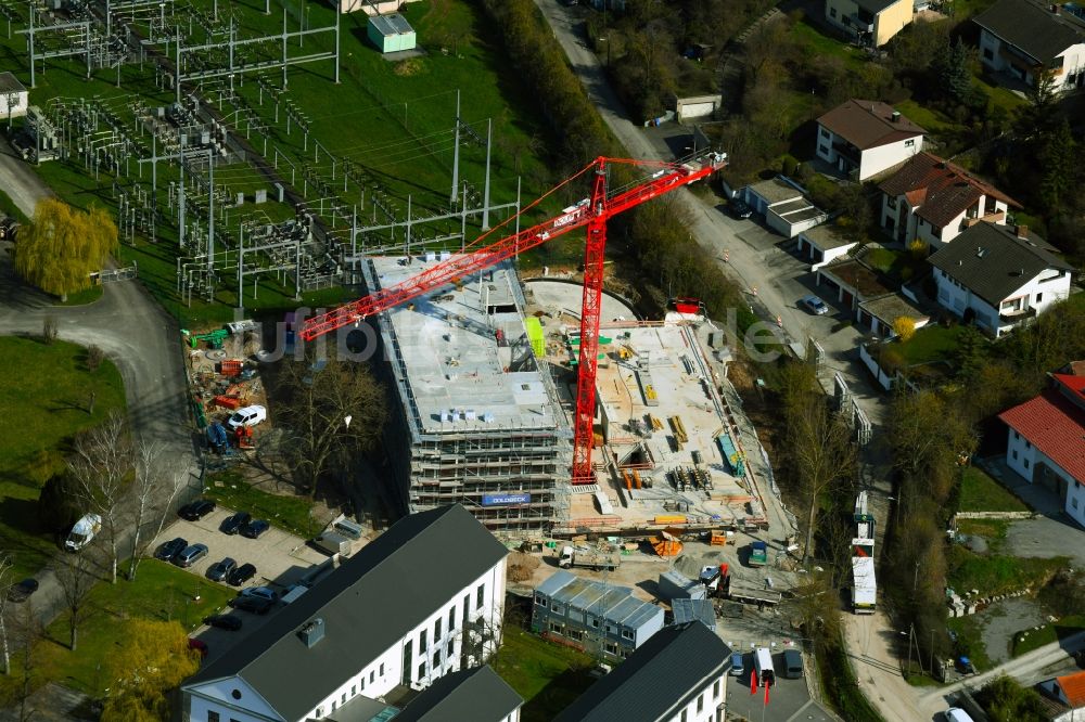 Luftbild Würzburg - Neubau eines Büro- und Geschäftshauses an der Unterdürrbacher Straße im Ortsteil Dürrbachau in Würzburg im Bundesland Bayern, Deutschland