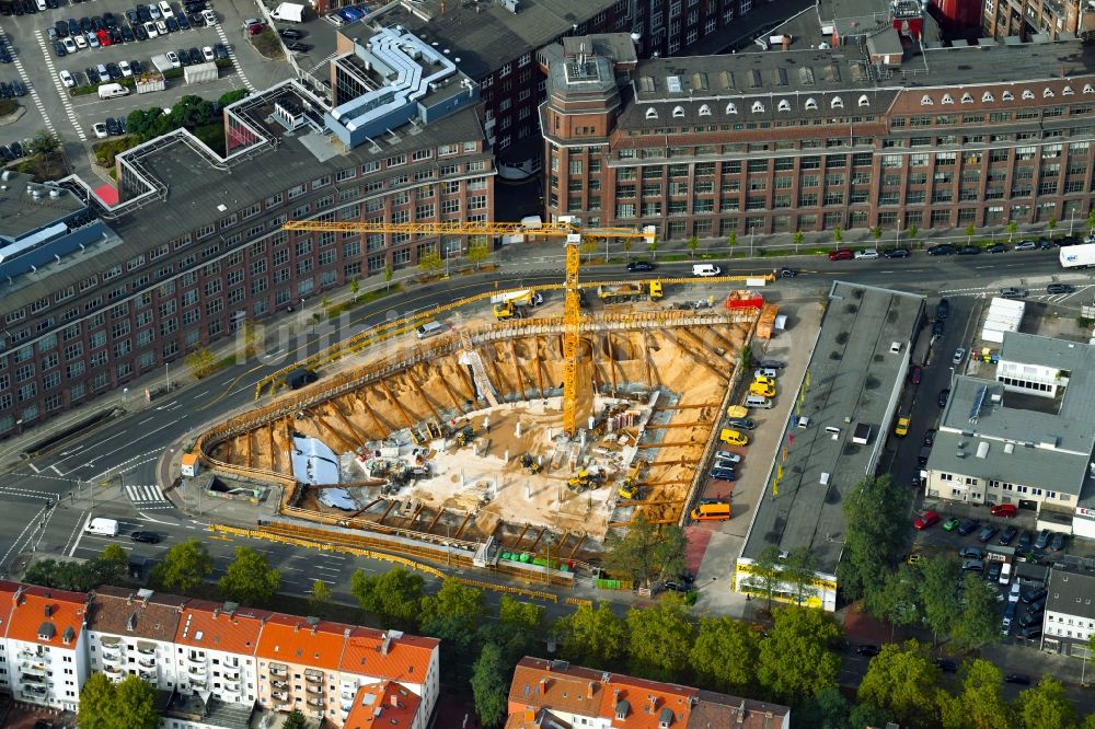 Hannover aus der Vogelperspektive: Neubau eines Büro- und Geschäftshauses Vahrenwalder Straße Ecke Philipsbornstraße im Ortsteil Vahrenwald-List in Hannover im Bundesland Niedersachsen, Deutschland