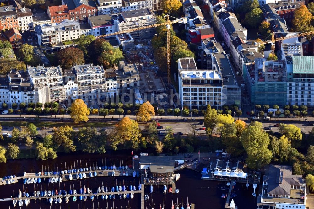 Hamburg von oben - Neubau eines Büro- und Geschäftshauses des Versicherungskonzernes Allianz im Ortsteil St. Georg in Hamburg, Deutschland