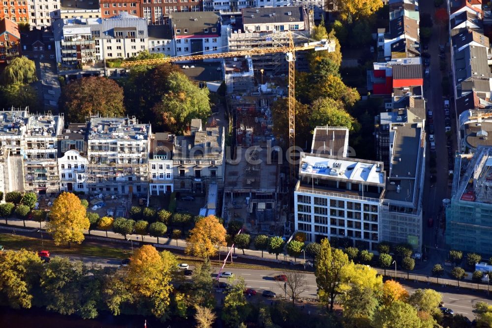 Luftbild Hamburg - Neubau eines Büro- und Geschäftshauses des Versicherungskonzernes Allianz im Ortsteil St. Georg in Hamburg, Deutschland