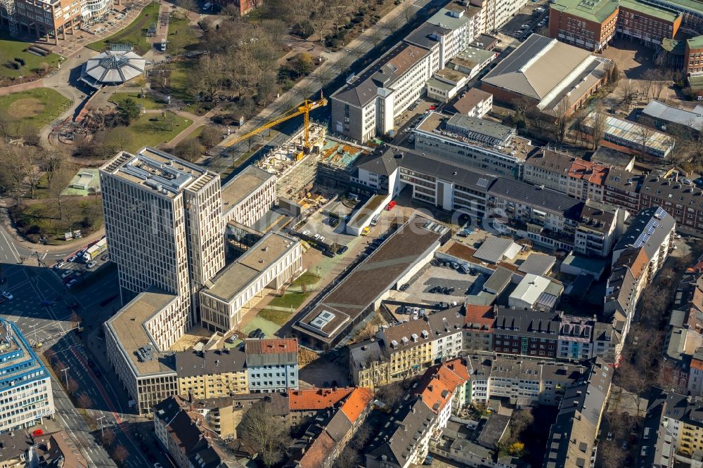 Dortmund von oben - Neubau eines Büro- und Geschäftshauses der VOLKSWOHL BUND SACHVERSICHERUNG AG am Südwall in Dortmund im Bundesland Nordrhein-Westfalen, Deutschland