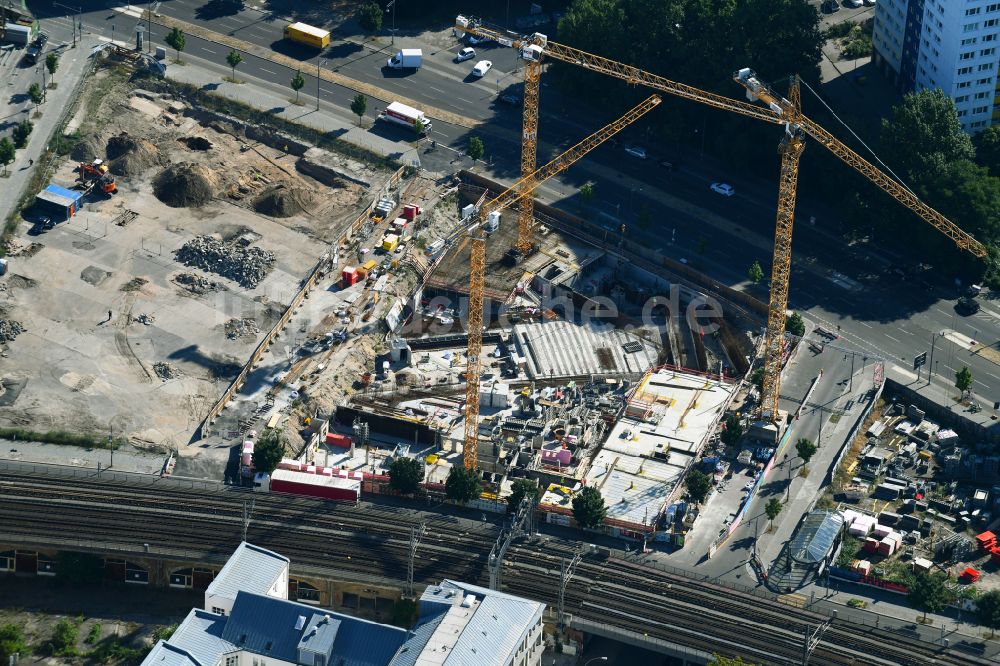 Berlin von oben - Neubau eines Büro- und Geschäftshauses VoltAir im Ortsteil Mitte in Berlin, Deutschland