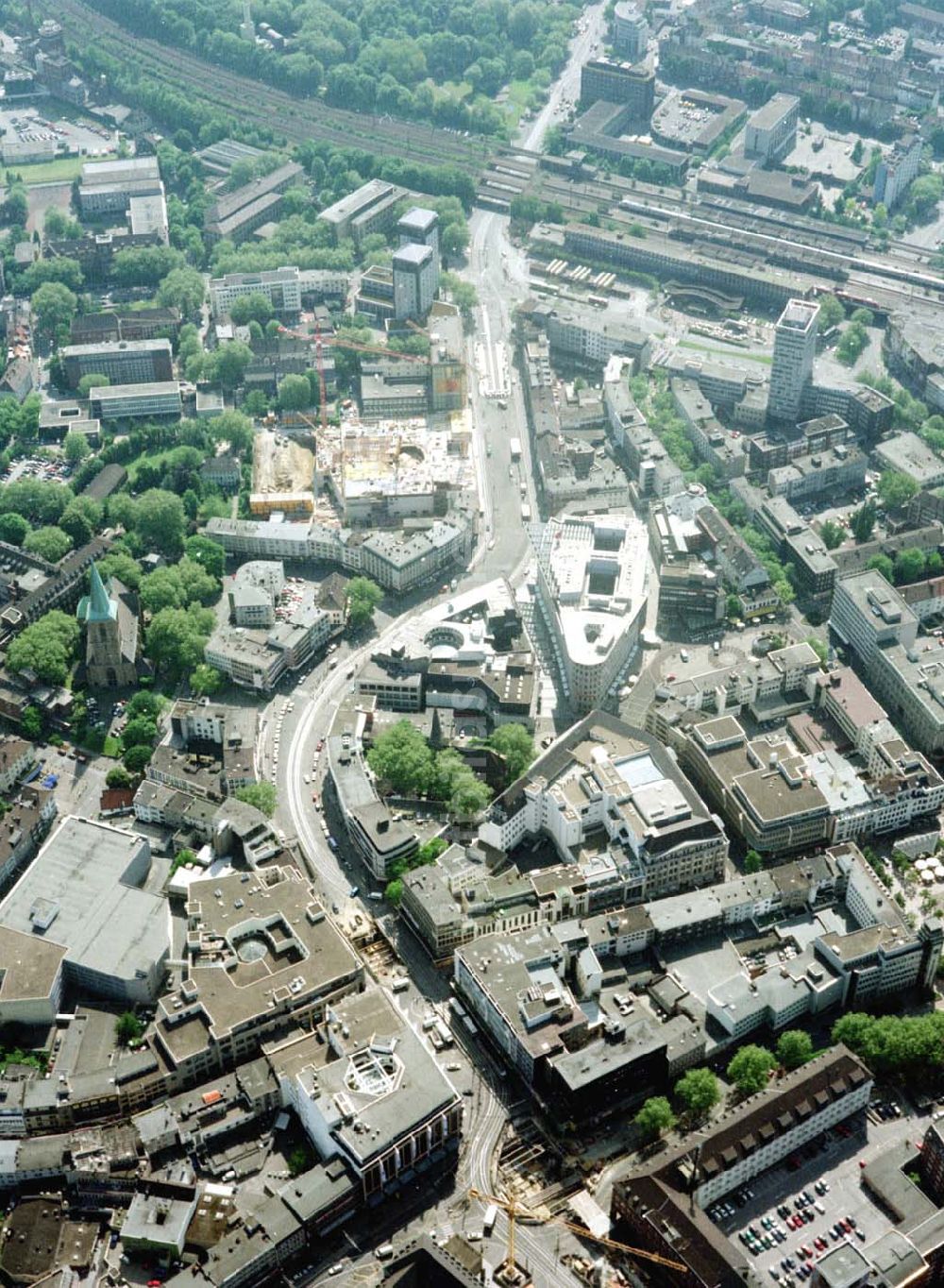 Luftbild Bochum - Neubau eines Büro- und Geschäftszentrums in der Bochumer Innenstadt.