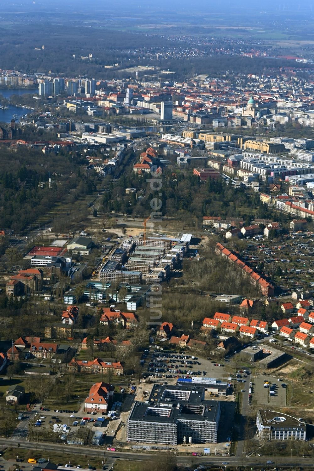 Luftbild Potsdam - Neubau des Bundespolizeipräsidium am Horstweg in Potsdam im Bundesland Brandenburg, Deutschland