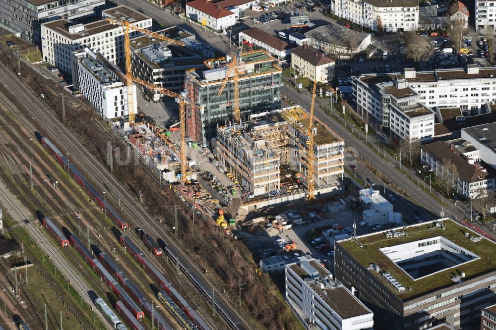 Freiburg im Breisgau von oben - Neubau der BUSINESSMILE an der Heinrich-von-Stephan-Straße in Freiburg im Breisgau im Bundesland Baden-Württemberg, Deutschland