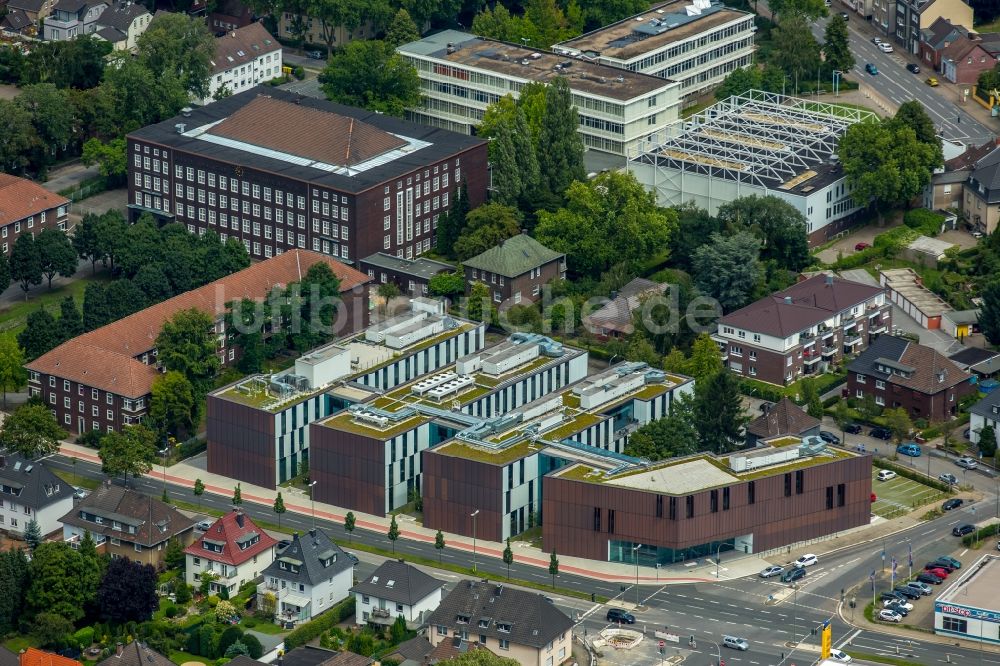 Bottrop aus der Vogelperspektive: Neubau des Campus der Fachhochschule - Hochschule Ruhr West in Bottrop im Bundesland Nordrhein-Westfalen