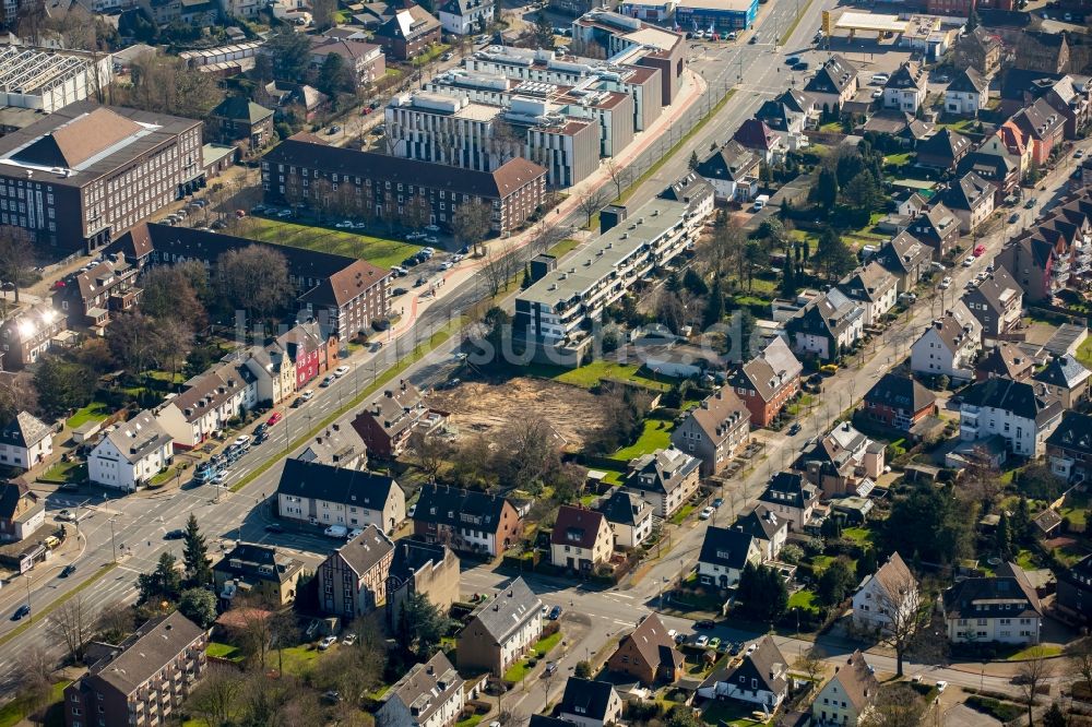 Bottrop aus der Vogelperspektive: Neubau des Campus der Fachhochschule - Hochschule Ruhr West in Bottrop im Bundesland Nordrhein-Westfalen