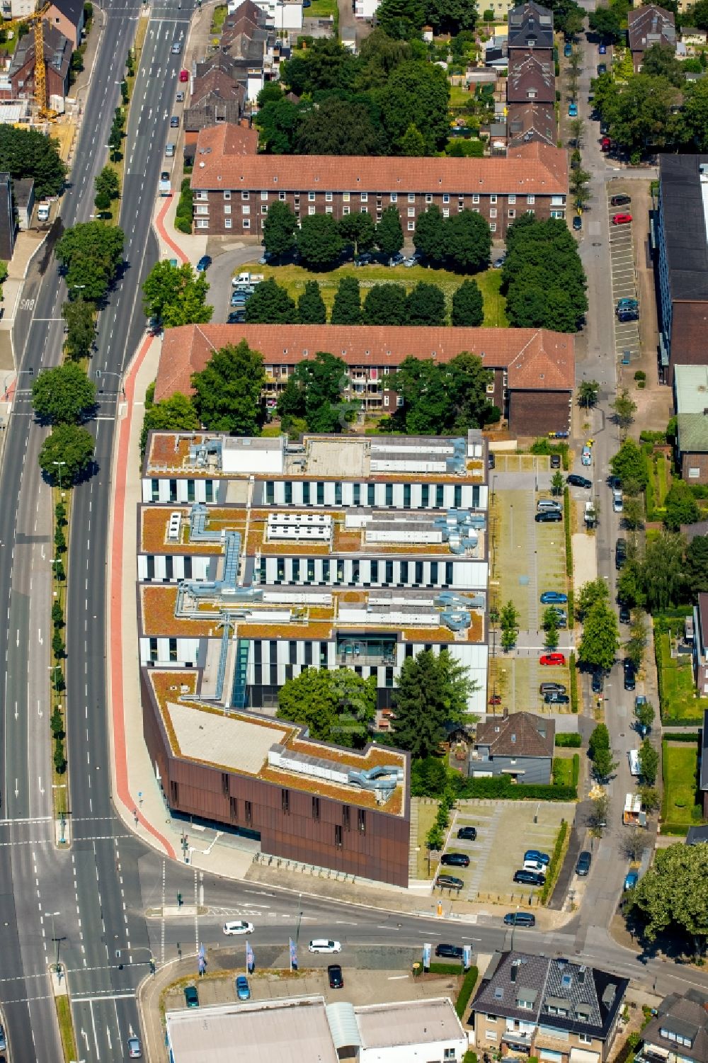 Luftaufnahme Bottrop - Neubau des Campus der Fachhochschule - Hochschule Ruhr West in Bottrop im Bundesland Nordrhein-Westfalen