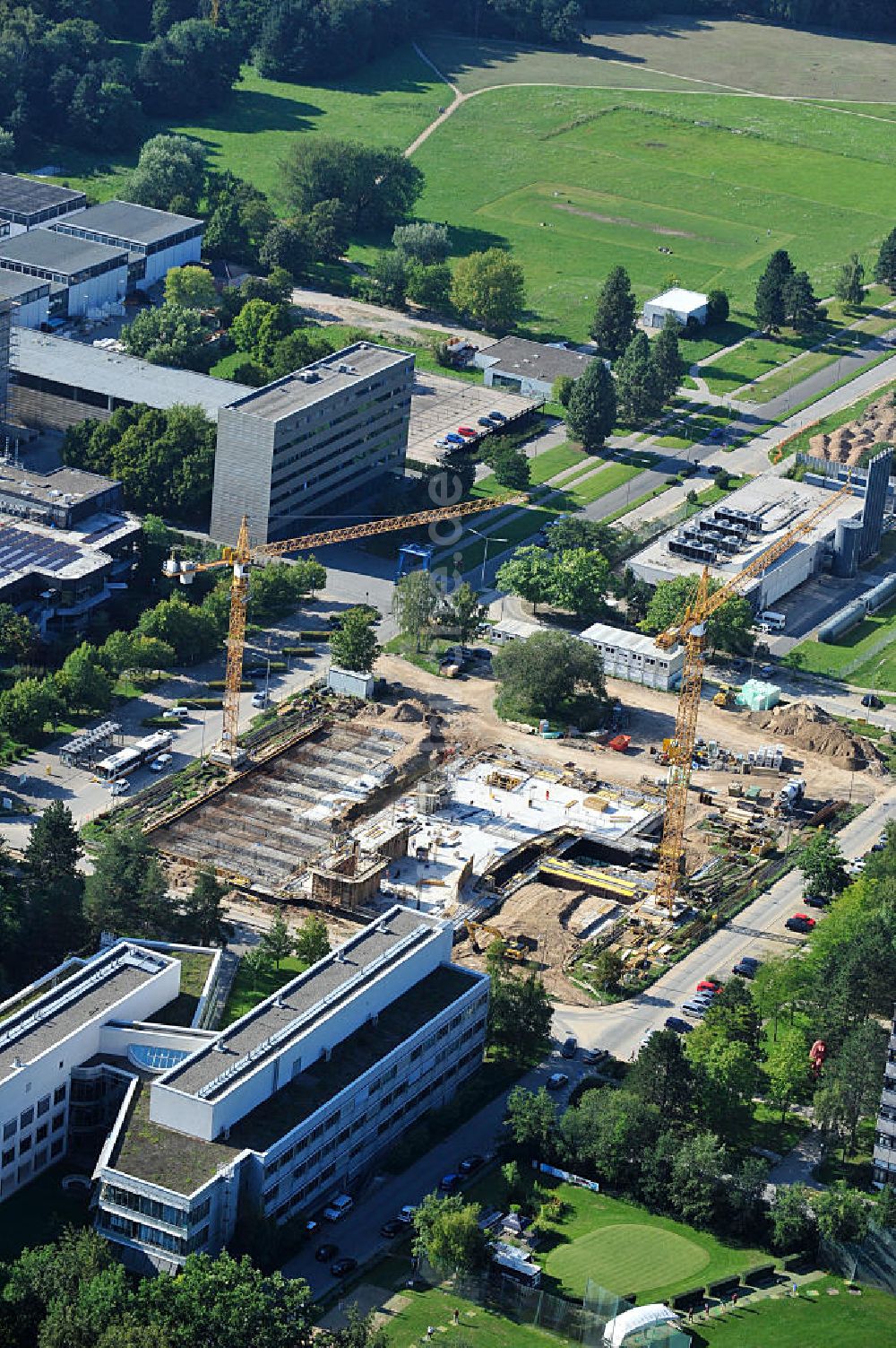 Luftaufnahme Darmstadt - Neubau auf dem Campus Lichtwiese der TU Darmstadt