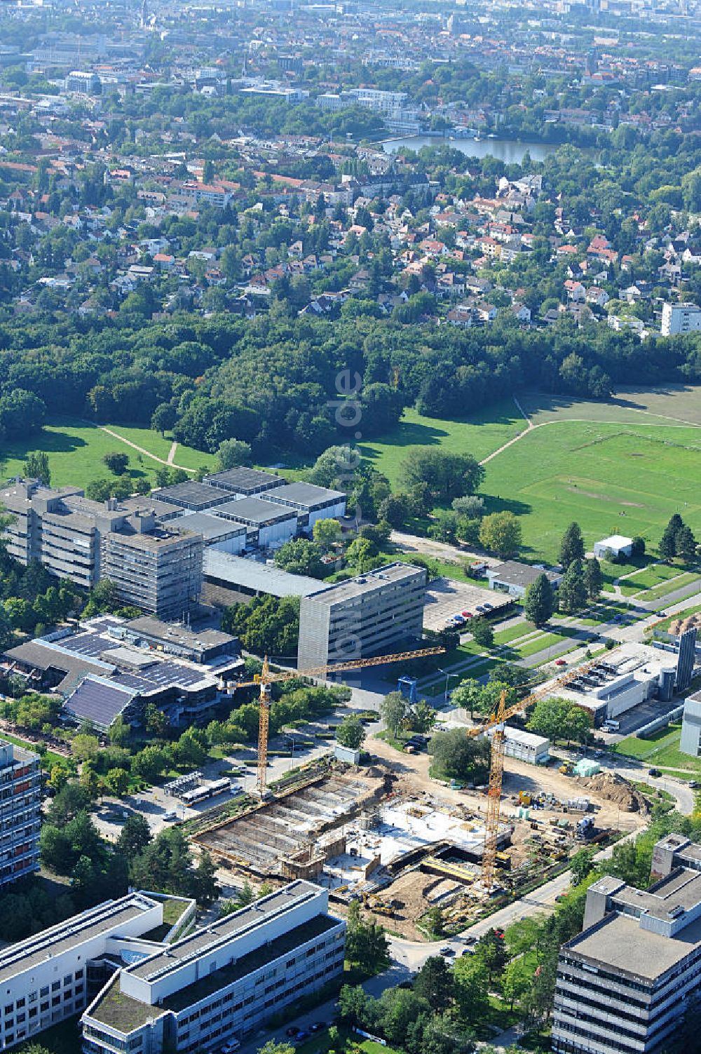 Darmstadt von oben - Neubau auf dem Campus Lichtwiese der TU Darmstadt