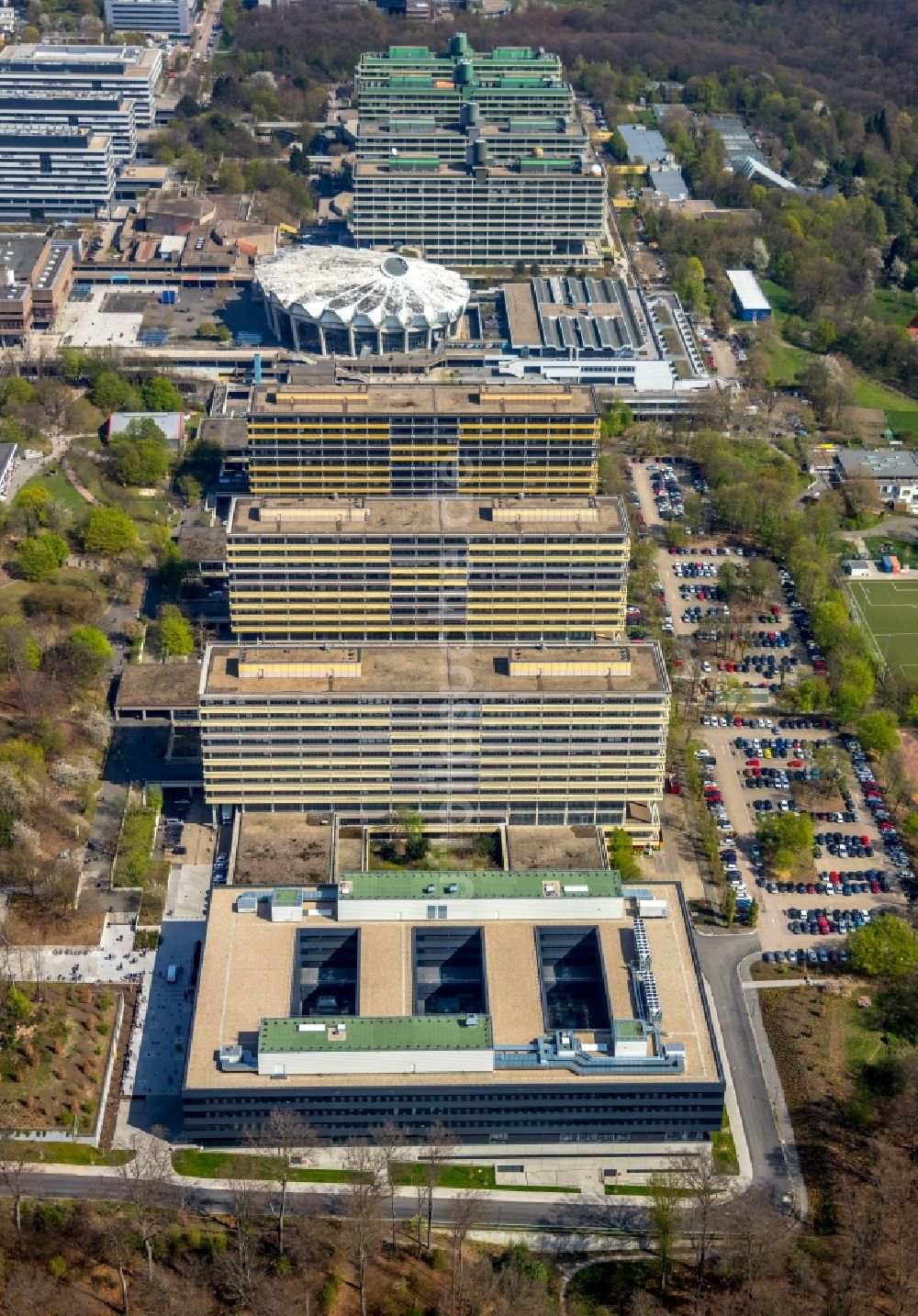 Bochum aus der Vogelperspektive: Neubau am Campus der RUB Ruhr-Universität Bochum im Bundesland Nordrhein-Westfalen